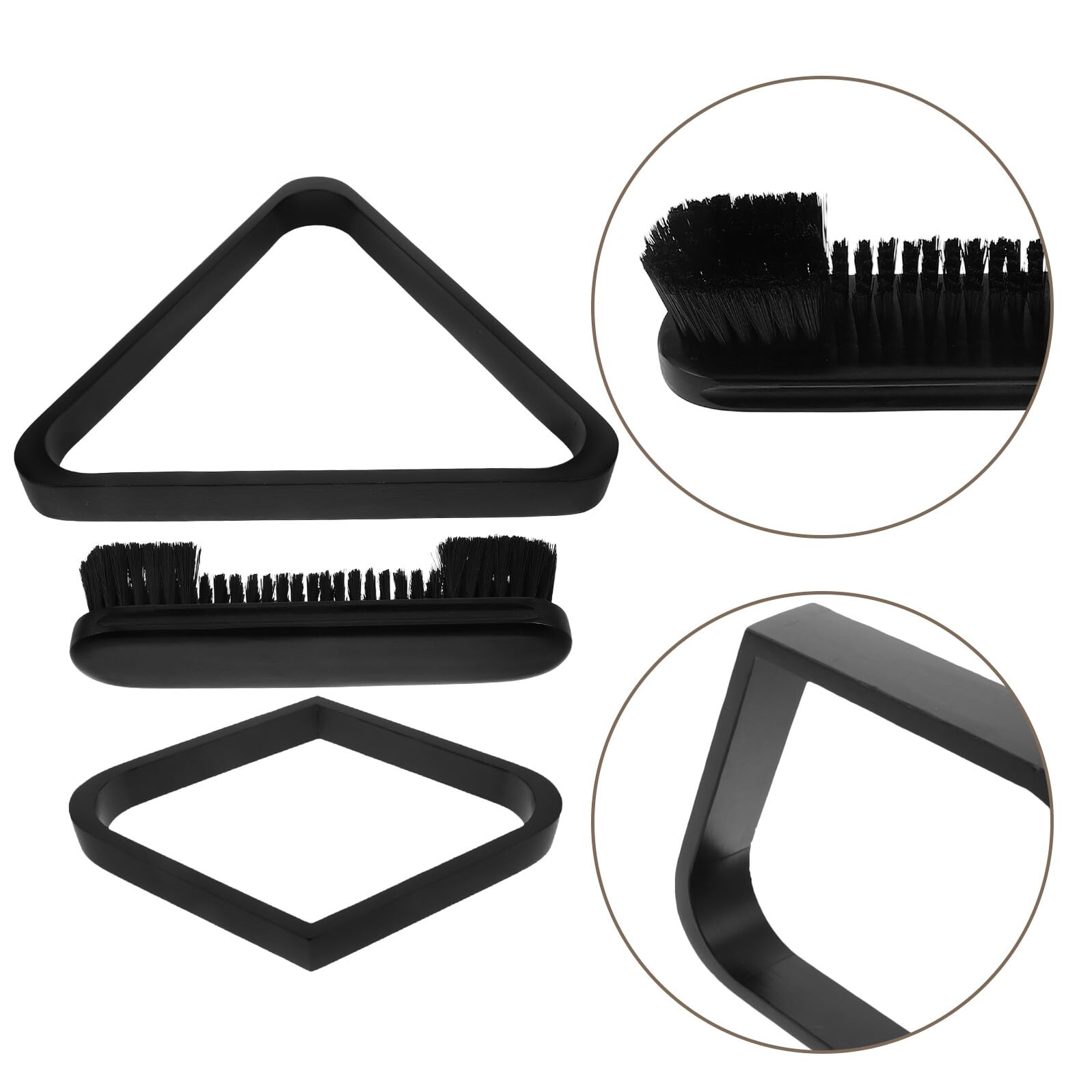 BESPORTBLE Support Triangulaire Billard en Bois Massif 3 Pièces Brosse 9 Pouces, Accessoire Billard pour Salle de Jeux, pour Parties à Domicile et Rangement des Boules