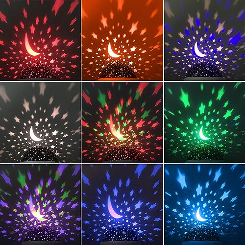 Image of Kids Star Projector Night Light, Nebula Star Projector 360 Degree Rotation - 4 LED Bulbs 12 Light Color Changing with USB Cable