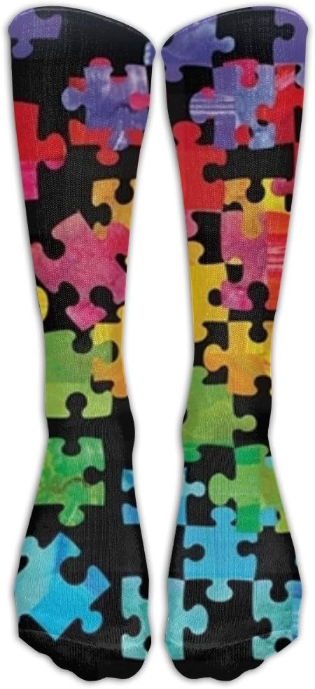 GOUK New Autism Awareness Knee High Graduated Compression Socks for Women and Men Travel & Flight Socks Running & Fitness