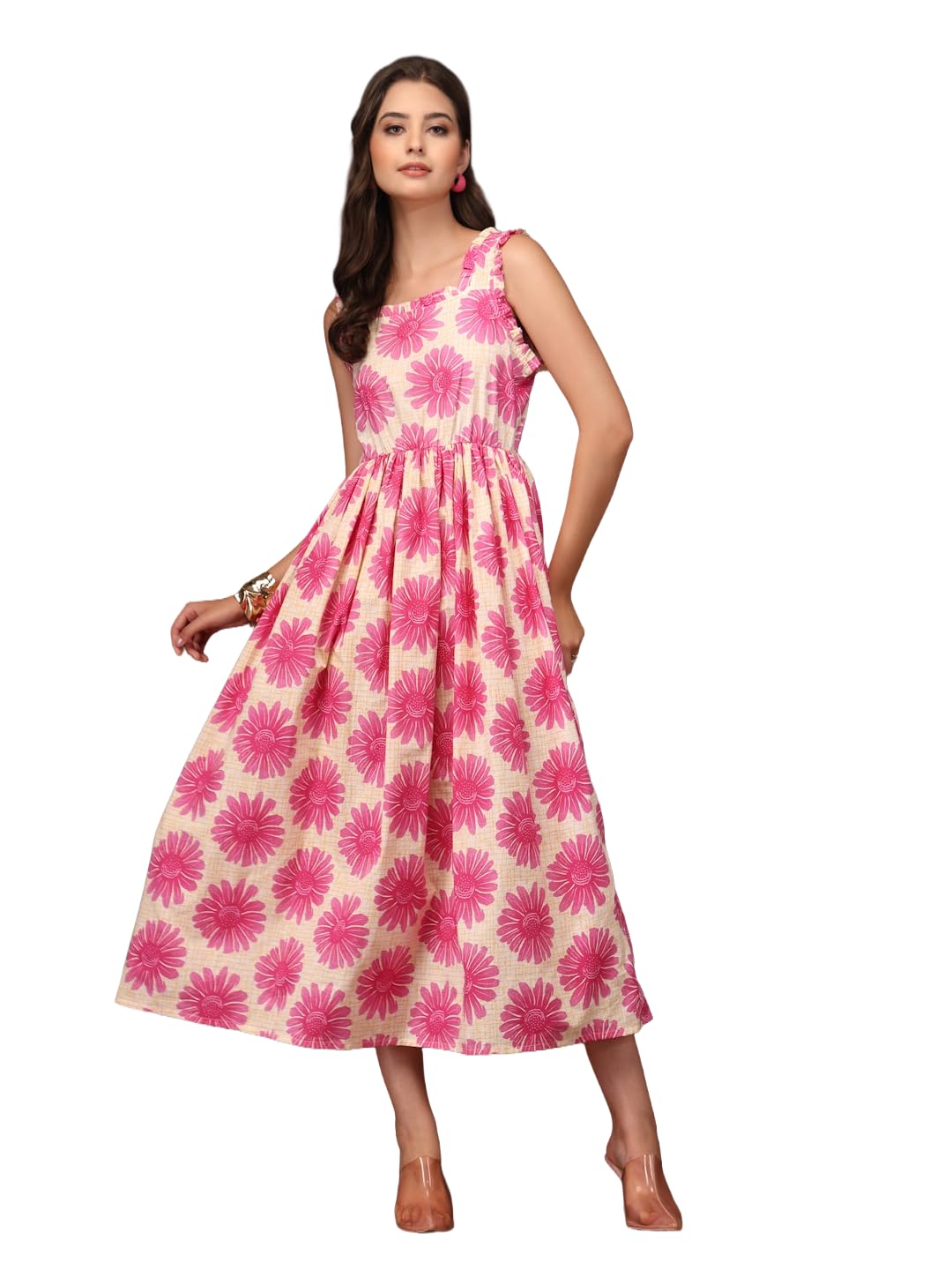 Women Floral Printed Fit and Flare Maxi Dress | Women Maxi Dress-image-12