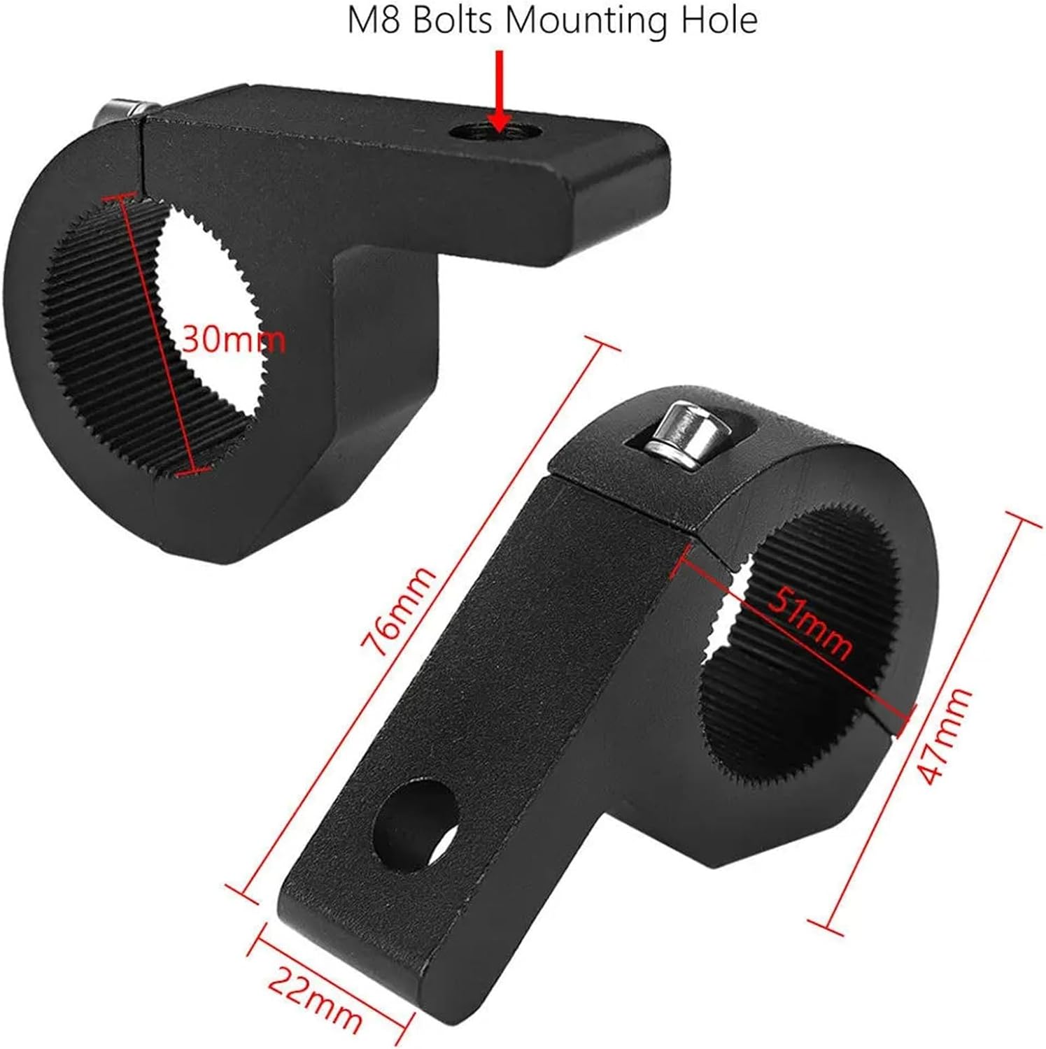 2x19mm/25mm/30mm Bullbar Pipe Mount Bracket Clamps LED Work Light Bar 2 Inserts Tool Clamp Holder 1Pcs