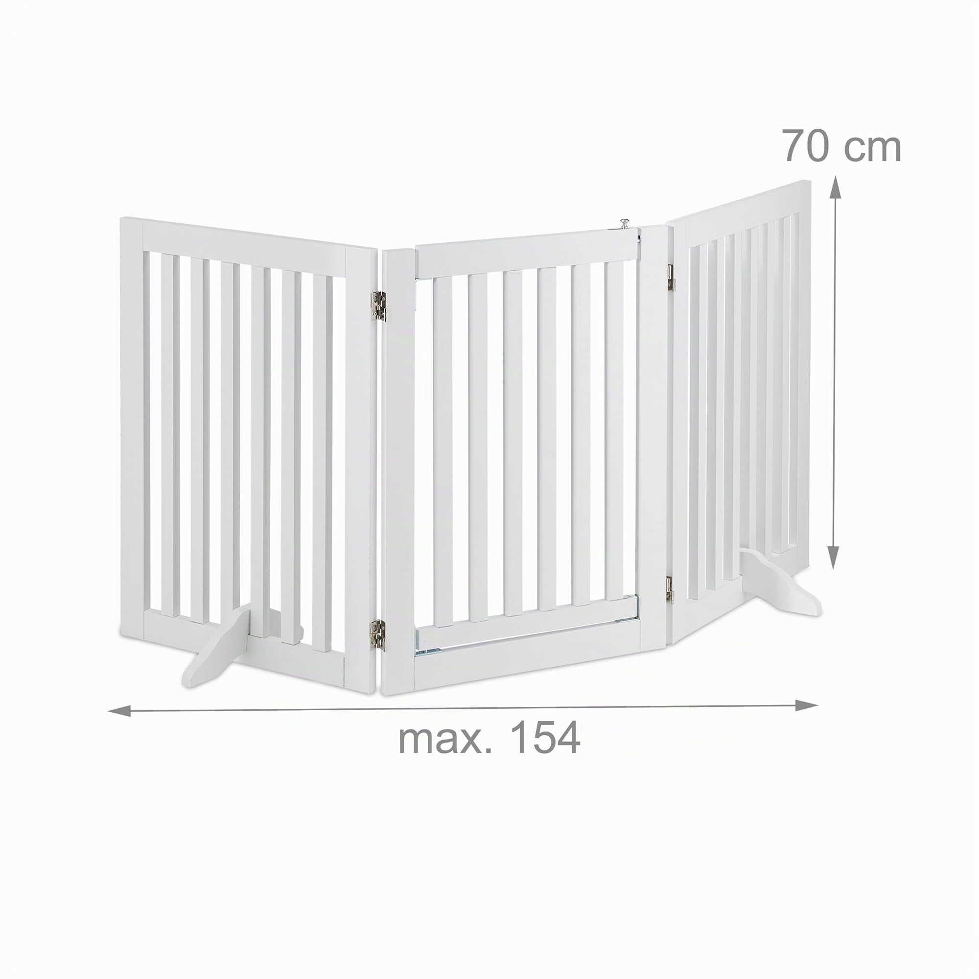 Relaxdays Cancelletto per Bambini con Porta, HxL: 70 x 154 cm, Barriera Protettiva per Scale, per Cani e Neonati, Bianco