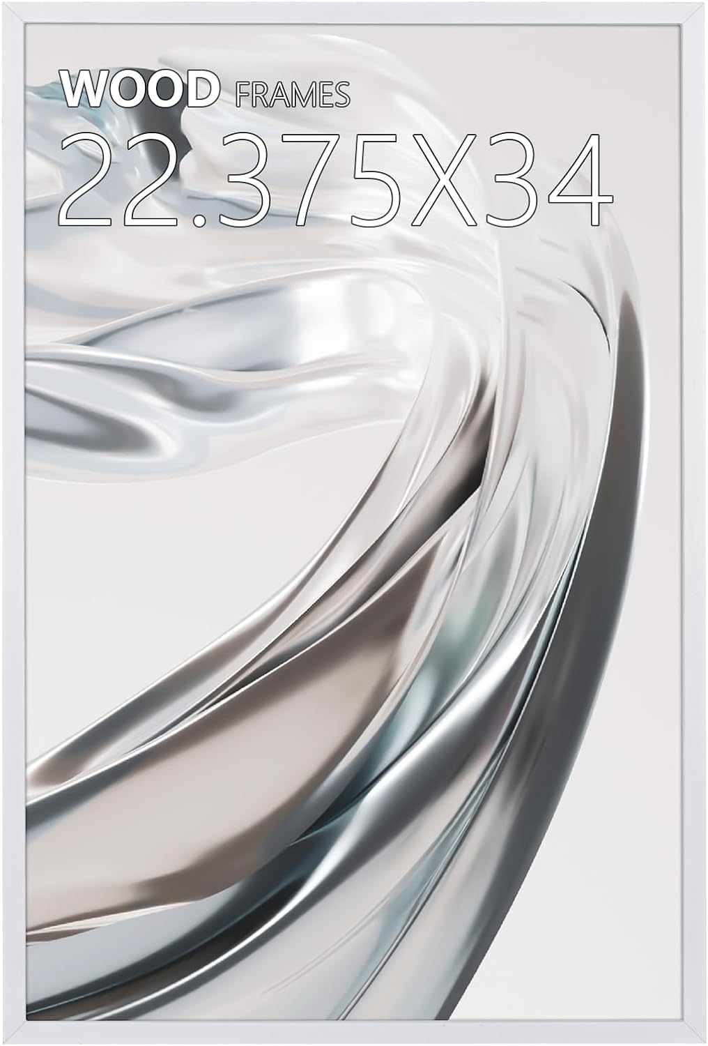 22.375x34 Poster Frame,34x22.375 Natural Soild Wood White Picture Frames with Polished Plexiglass,Easy to Hang,Display Picture 22.375x34 for Wall Mounting Horizontally and Vertically (White) White 22.375x34 in