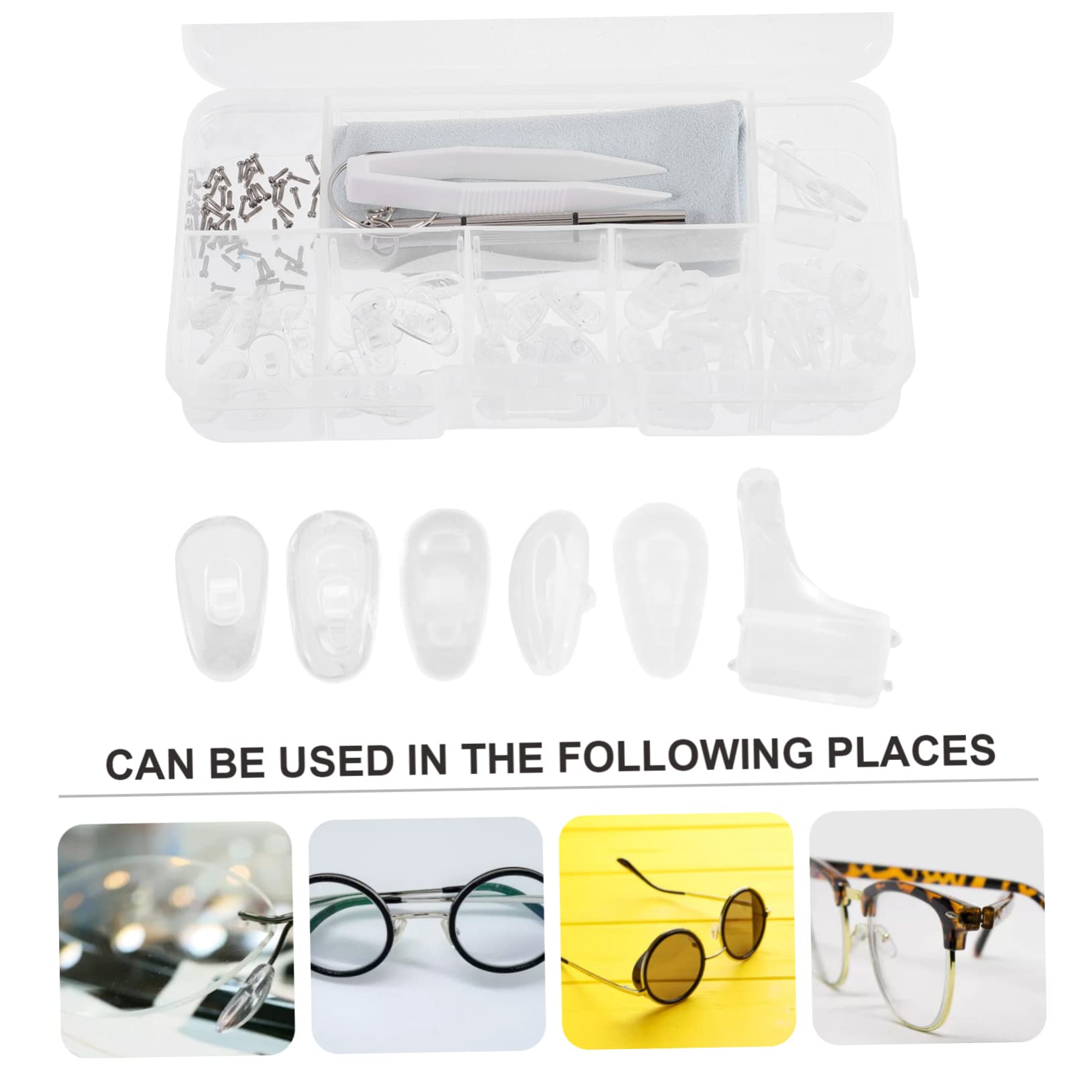 FRCOLOR 4 Cajas De Almohadillas Para Montura De Gafas Almohadilla Fina Para La Nariz Kit De Reparación De Gafas Soporte Para La Nariz Para Gafas Suministros Para Gafas Almohadilla