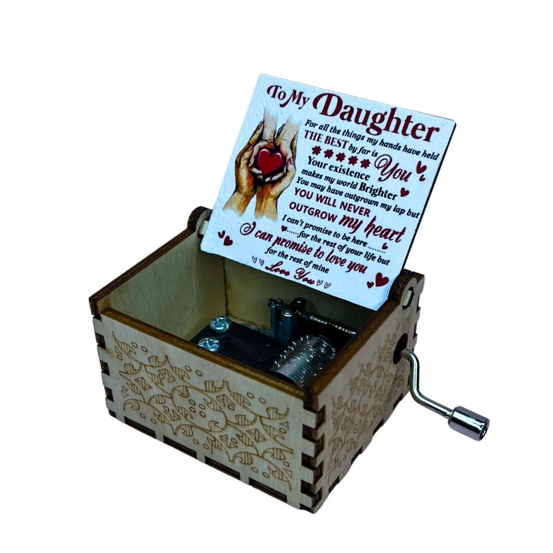 Zesta to My Daughter Wooden Musical Box Gift | Vintage Music Crank Mini Collectible for Girlfriend, Boyfriend, Husband, Wife | Unique Musical Gifts for Music Lovers | Classic Wooden Box