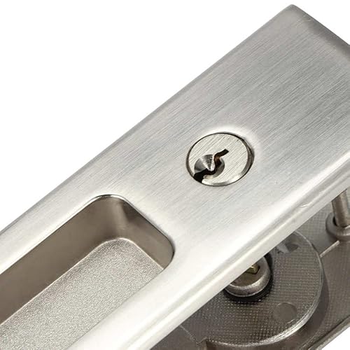 Ccjh Sliding Door Lock Invisible Recessed Handle Latch With Keys For Pocket Door Barn Wood Door Interior Privacy Furniture Hardware Silver #TOP3