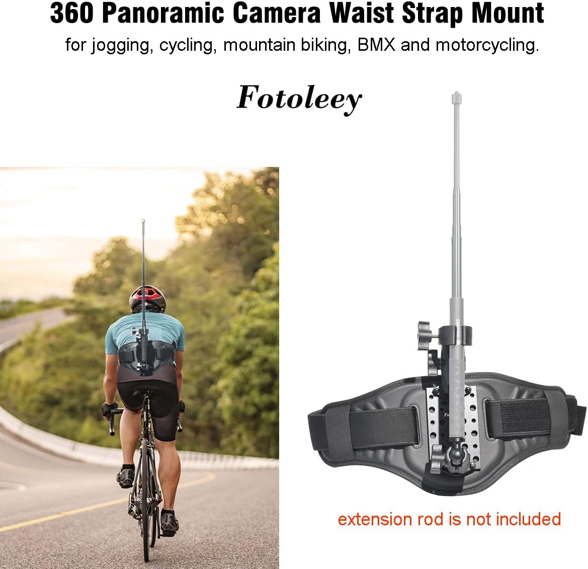Waist Mount Back Bar — задняя штанга для Insta360 X5/X4/X3, One RS, Ace Pro, GoPro Hero 12, Max, совместимая с DJI Osmo 360 (удлинительная штанга не входит в комплект поставки)