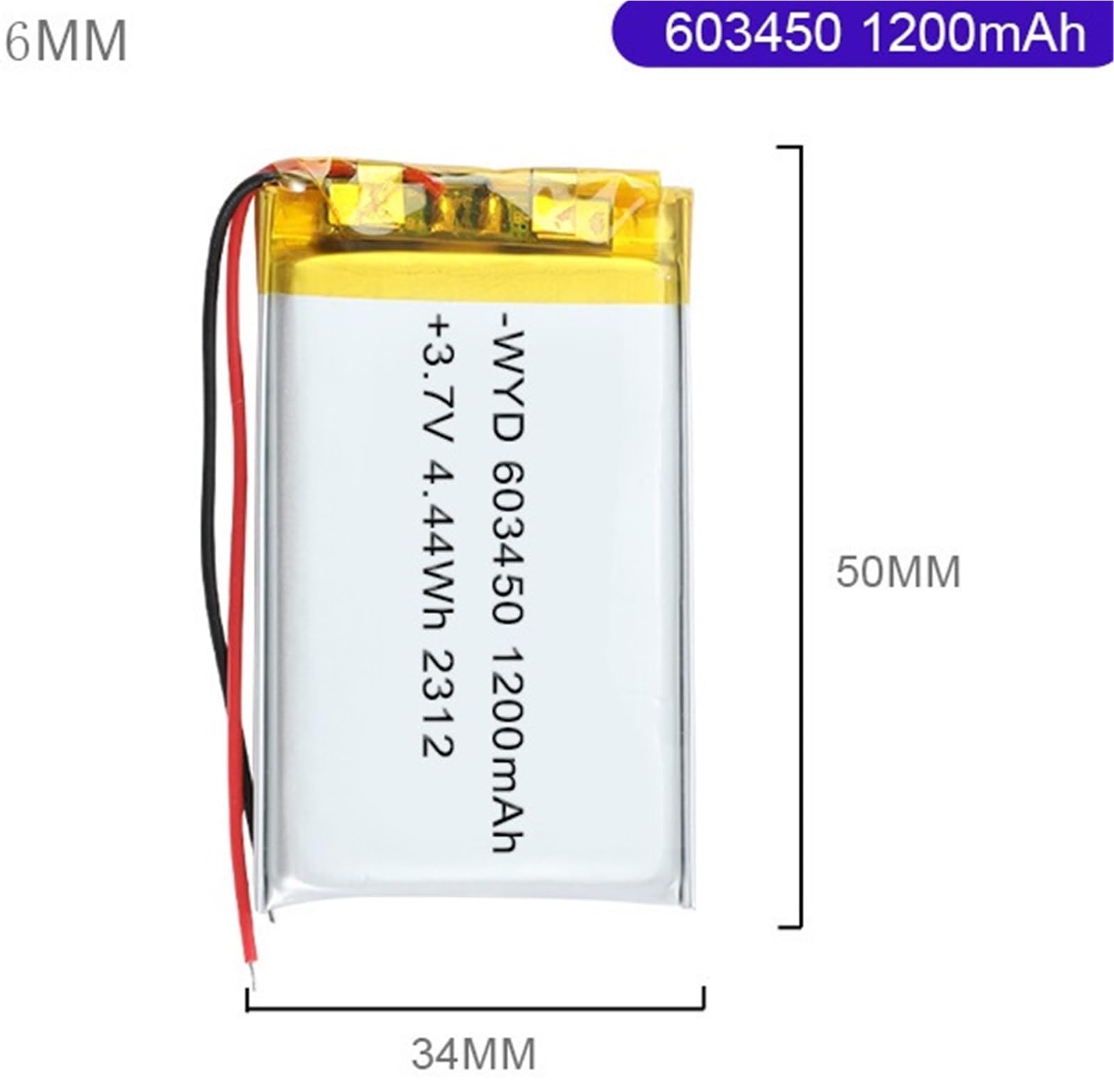 603450 1200mAh 3.7V 1PCS