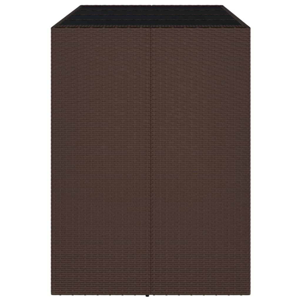 vidaXL Table de Bar et Dessus en Verre Marron 145x80x110 cm Poly rotin, Table de fête, Table de pub, Table de Bar de Petit déjeuner, Table de bistrot