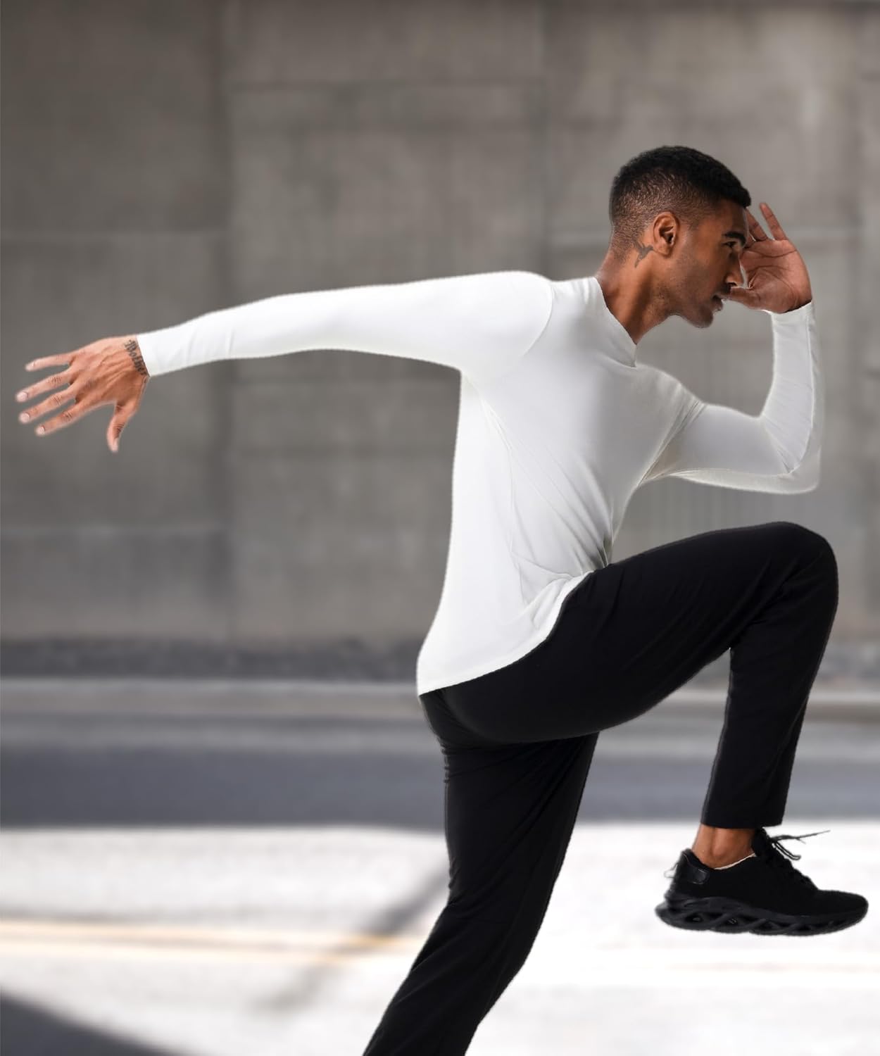HUGE SPORTS Men's Thermal Underwear Double-Side Fleece Fiber Long Sleeve Base Layer Top,Cold Weather Warm Undershirt for Men