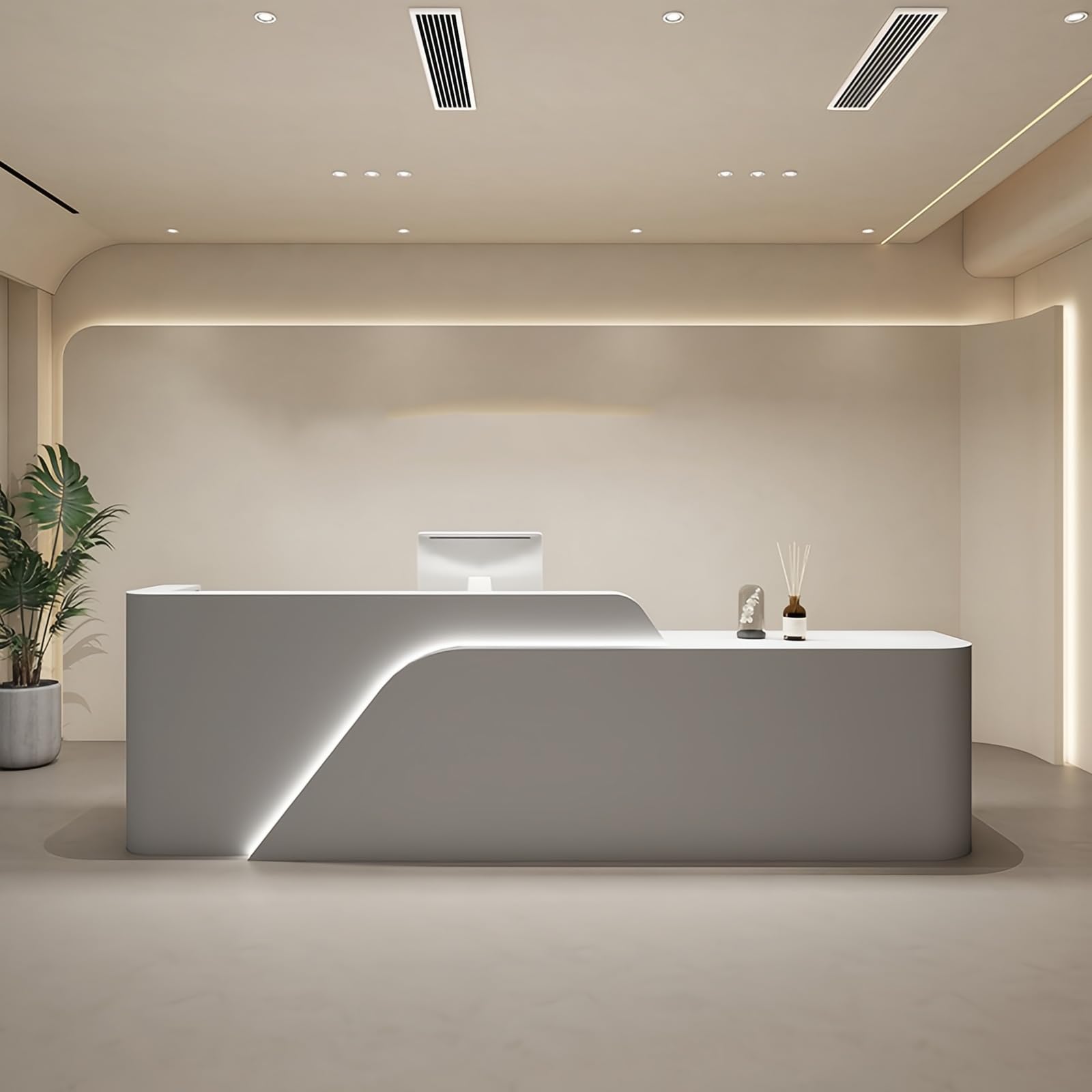Mostrador de recepción LED, mostrador de recepción de 92 Pulgadas con mostrador para salón de Belleza, Tienda de Ropa, mostrador de Venta minorista, Espacios de recepción de Oficina, no requ