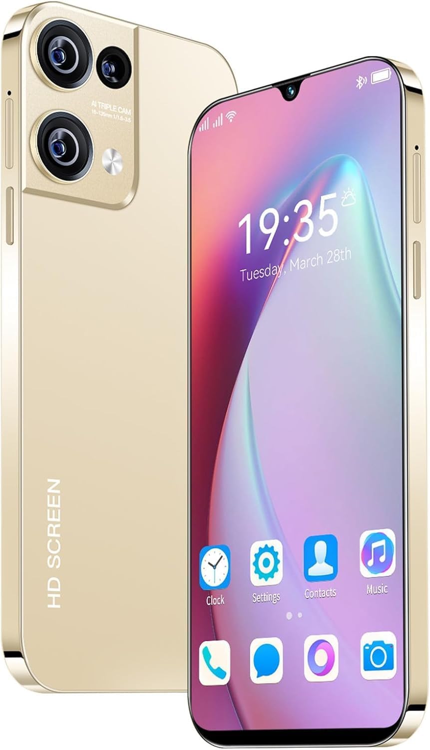 Unlocked Cell Phones Android, 2+16G Smartphone 6.3 Inch Phones Dual Sim, 3800mAh Mini Phone Smart Phone Smartphones Cellphone (Blue) (Gold)