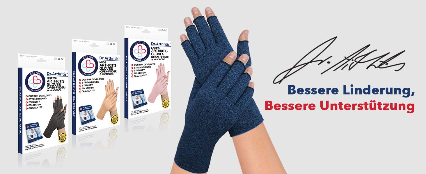 Dr. Arthritis Von Ärzten Entworfen Damen Arthrose Handschuhe für Neurodermitis, Bequeme Fingerlose Kompressionshandschuhe, Mischung aus Baumwolle, Nylon und Elasthan, 1 Paar, Beige, L Fashion