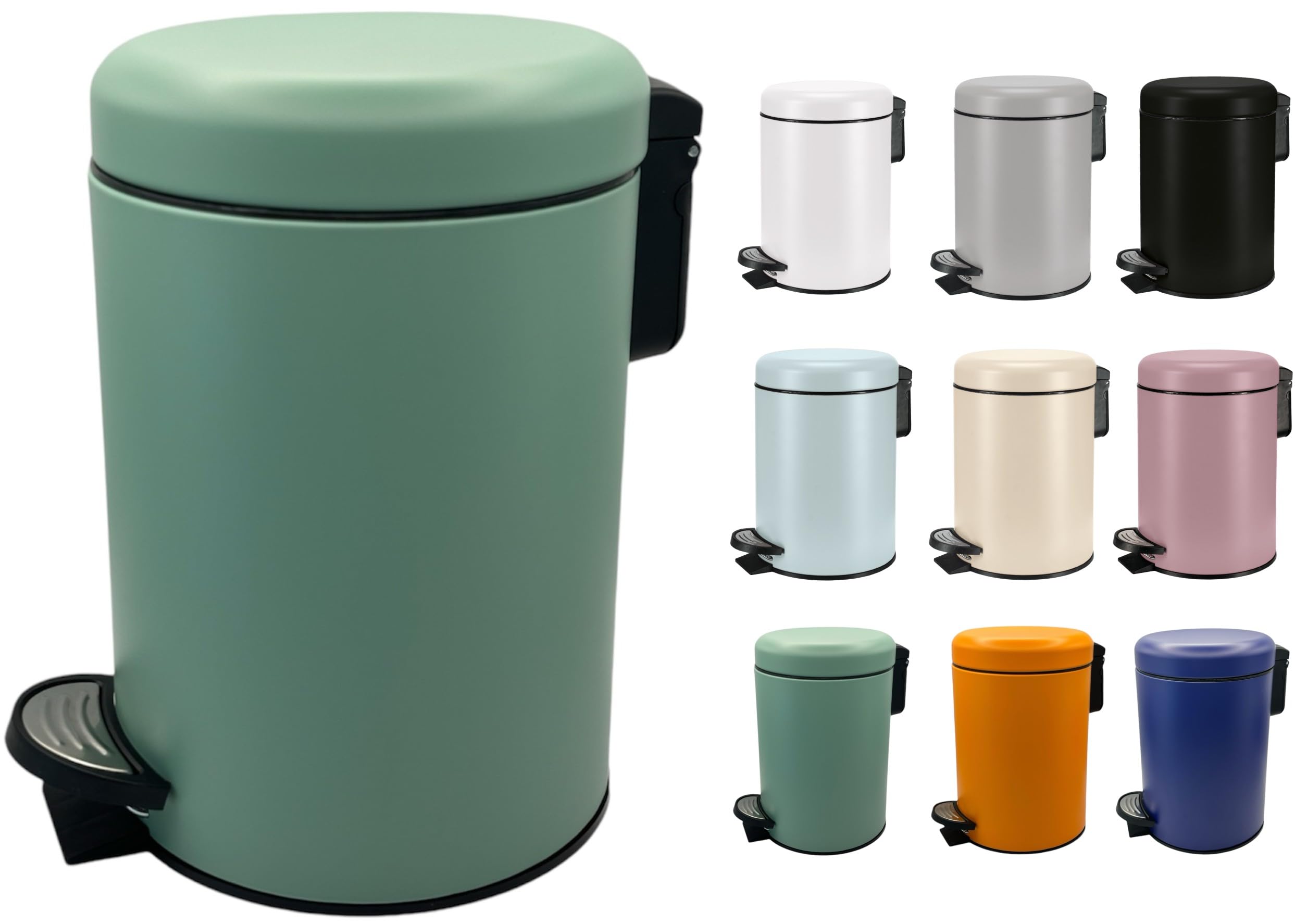 KW Soft Shade Small Round Pedal Bin (Maldives Green, 3 Ltr)