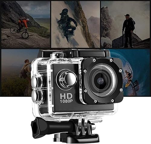 Miniatura 2 de TEDATATA Cámara de acción deportiva, HD 1080P, impermeable, cámara de video DVR, grabadora de equitación, resistente al agua y antivibración (gris)