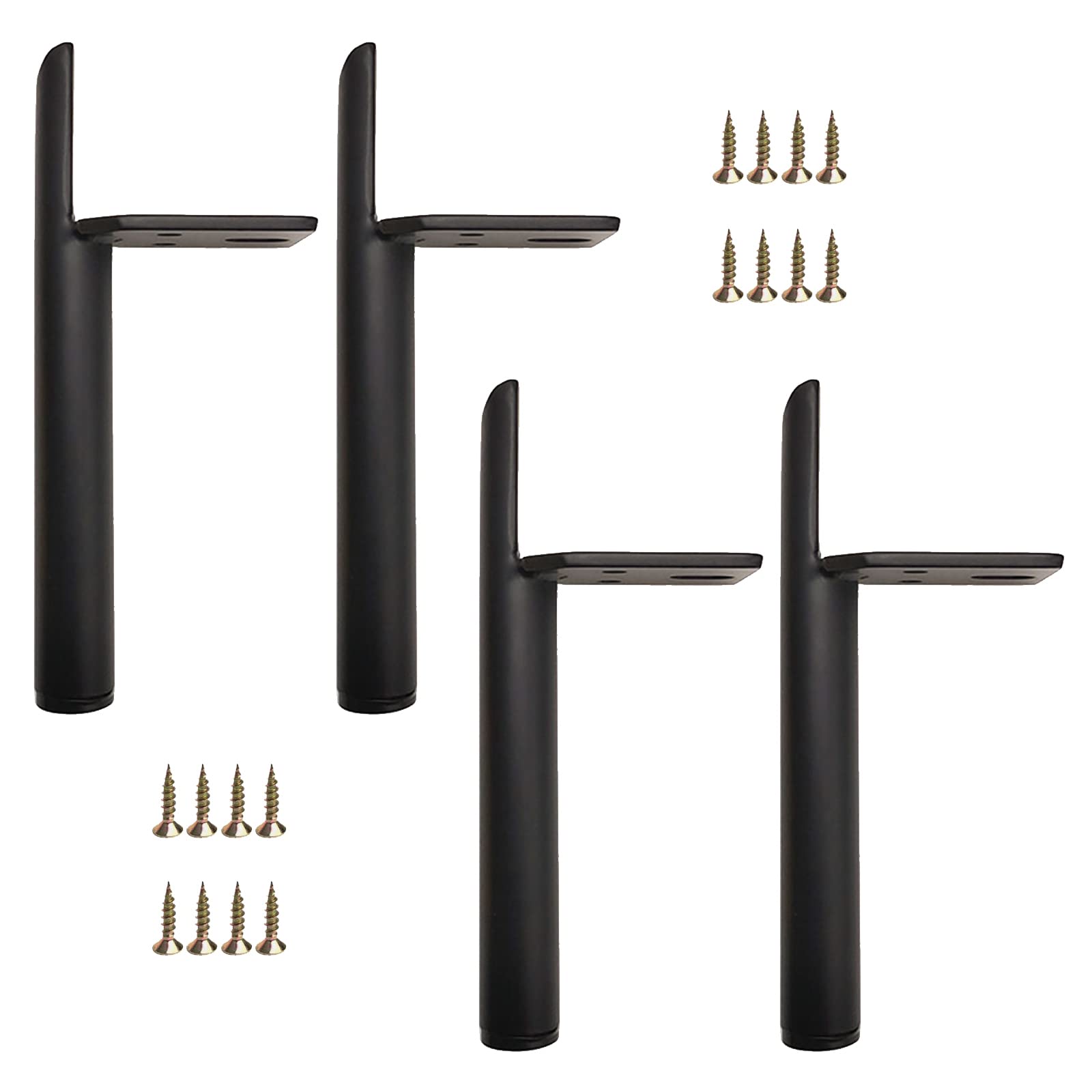 Jolan Patas De Muebles Negro/Dorado/Plateado,Patas De Mesa De Metal,Pies De Muebles De Repuesto,4 Piezas, para Sofás De Bricolaje,Mesas De Café,Armarios,Tocador,con Tornillos,Black-20cm(7.9in)
