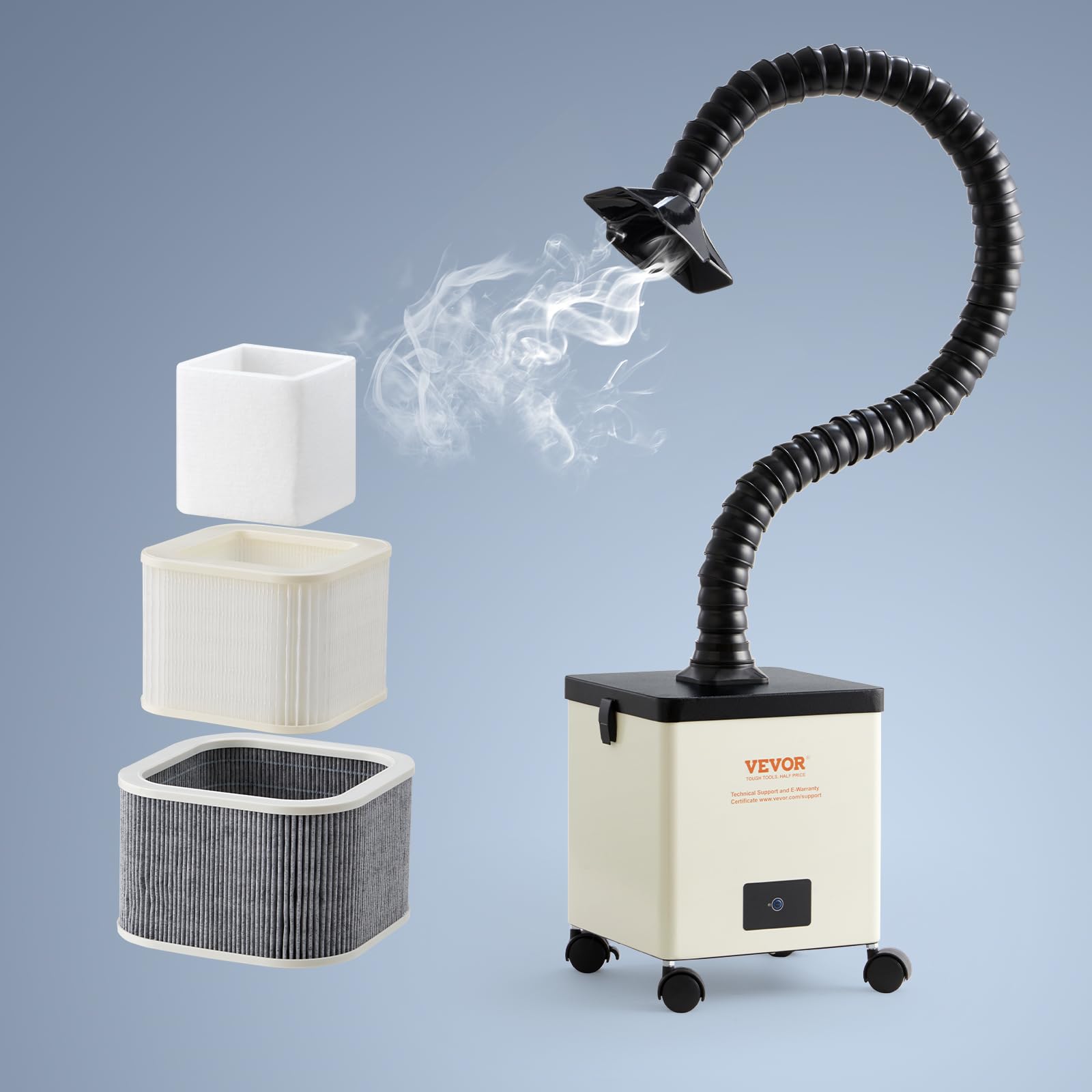 VEVOR Solder Fume Extractor, 100W Soldering Smoke Extractor with 3-Stage Filters, 240 m³/h Strong Suction Smoke Absorber and Filter for Soldering,
