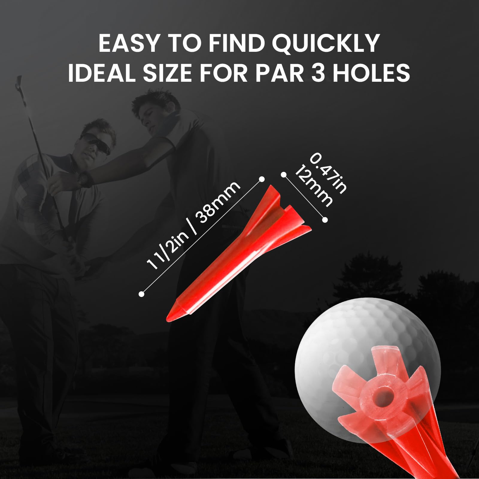 VEASAERS Golf-Tees aus Kunststoff, 3,8 cm, 300 Stück, 600 Stück, unzerbrechlich, stabil, reduziert Reibung, seitlicher Spin Tee für Damen und Herren