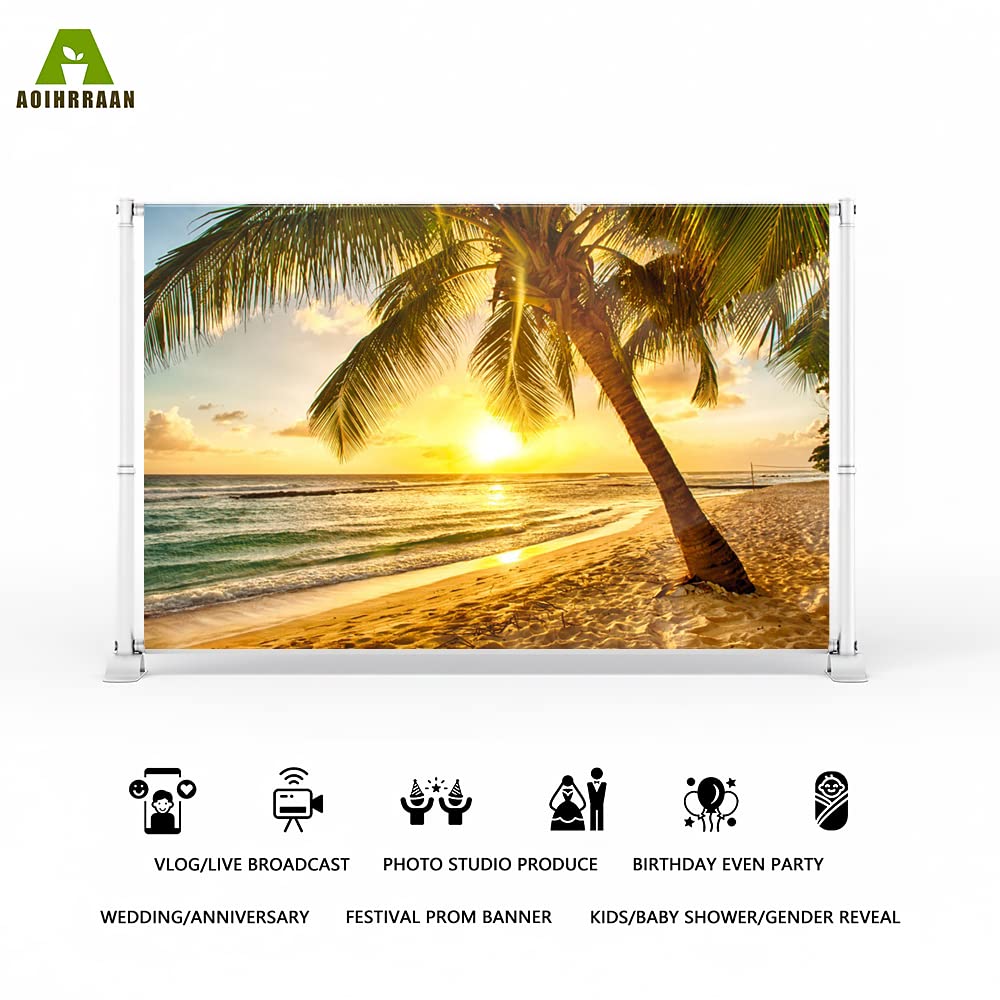 Aoihrraan 3x2m Summer Tropical Beach Backdrop Palm Trees Seaside Sunset Ocean Landscape Photography Background Summer Camp Wedding Video Party Decoration Kids Adults Portrait Photo Studio Props - Image 2
