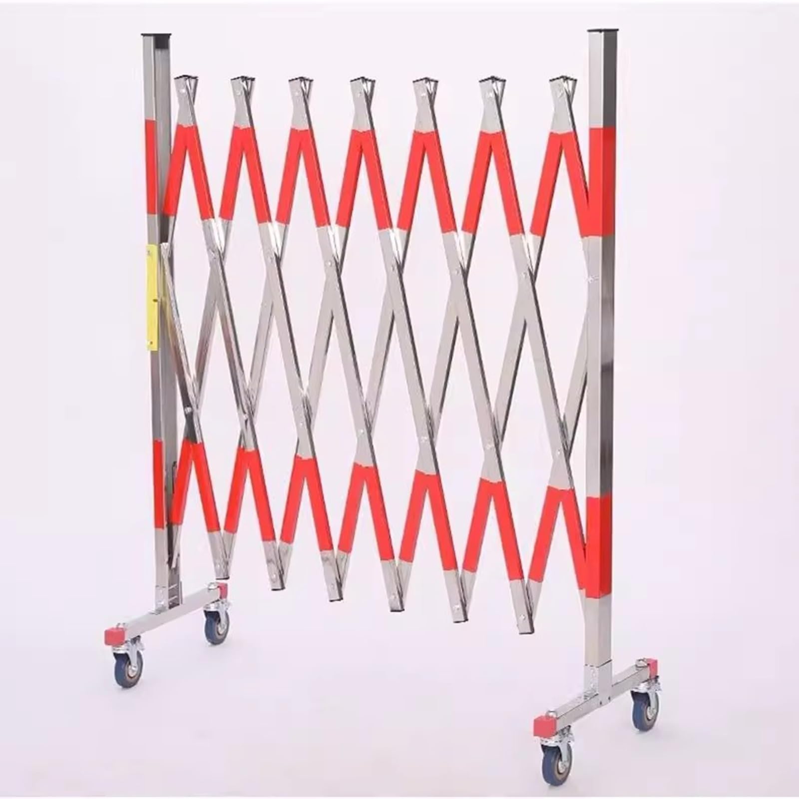 MYUYEE Retractable Stainless Steel Traffic Barricade With Casters, Adjustable Expandable Fence Forgarages & Schools Flexible Crowd Control Barriers(B-1.2X1.5M)