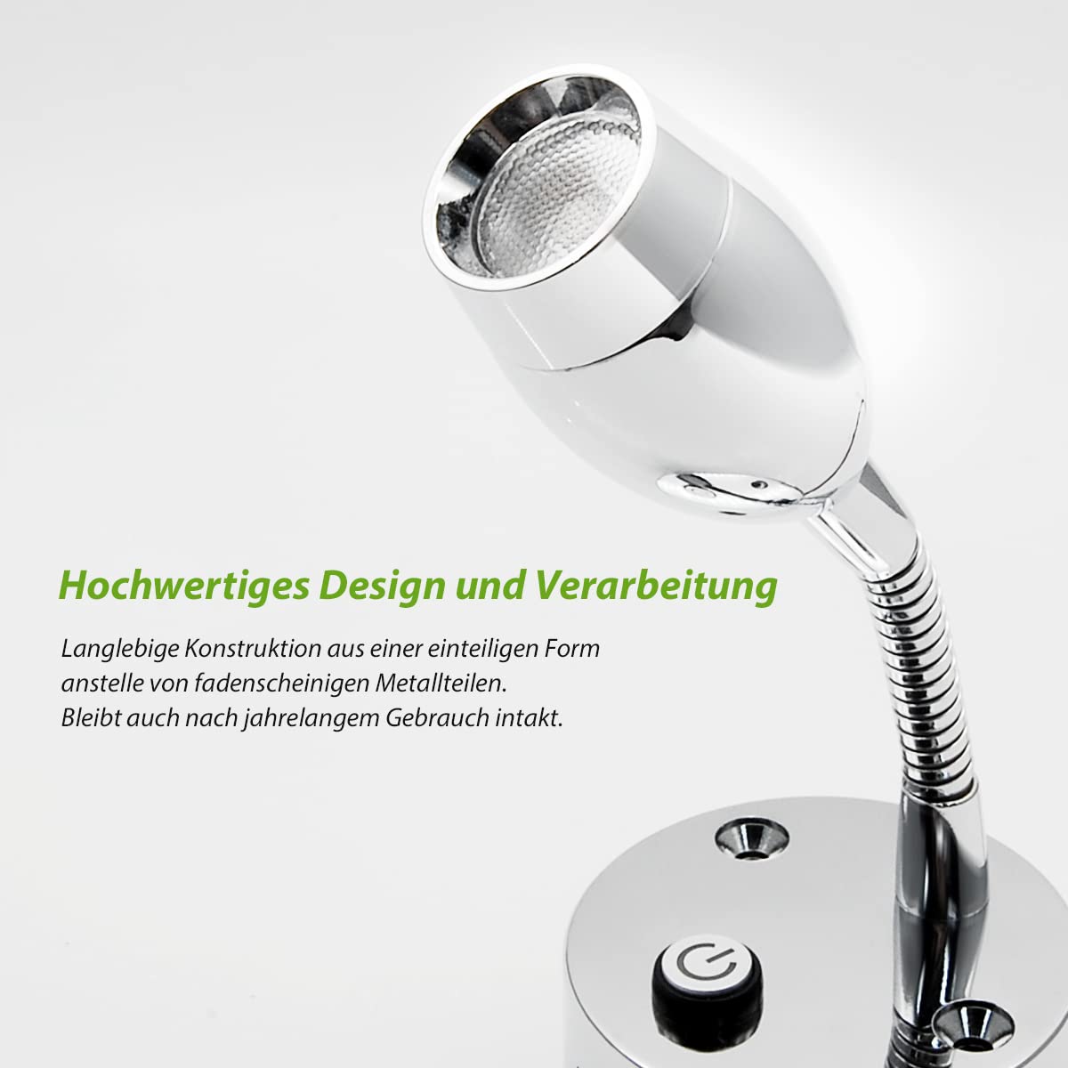 Dream lighting LED Leselampe 12v mit USB für Wohnwagen Wohnmobil DC 12 Volt LED Spots mit Schwanenhals Werchromter Zweifarbig Warmweiß und Blau 2 Stück