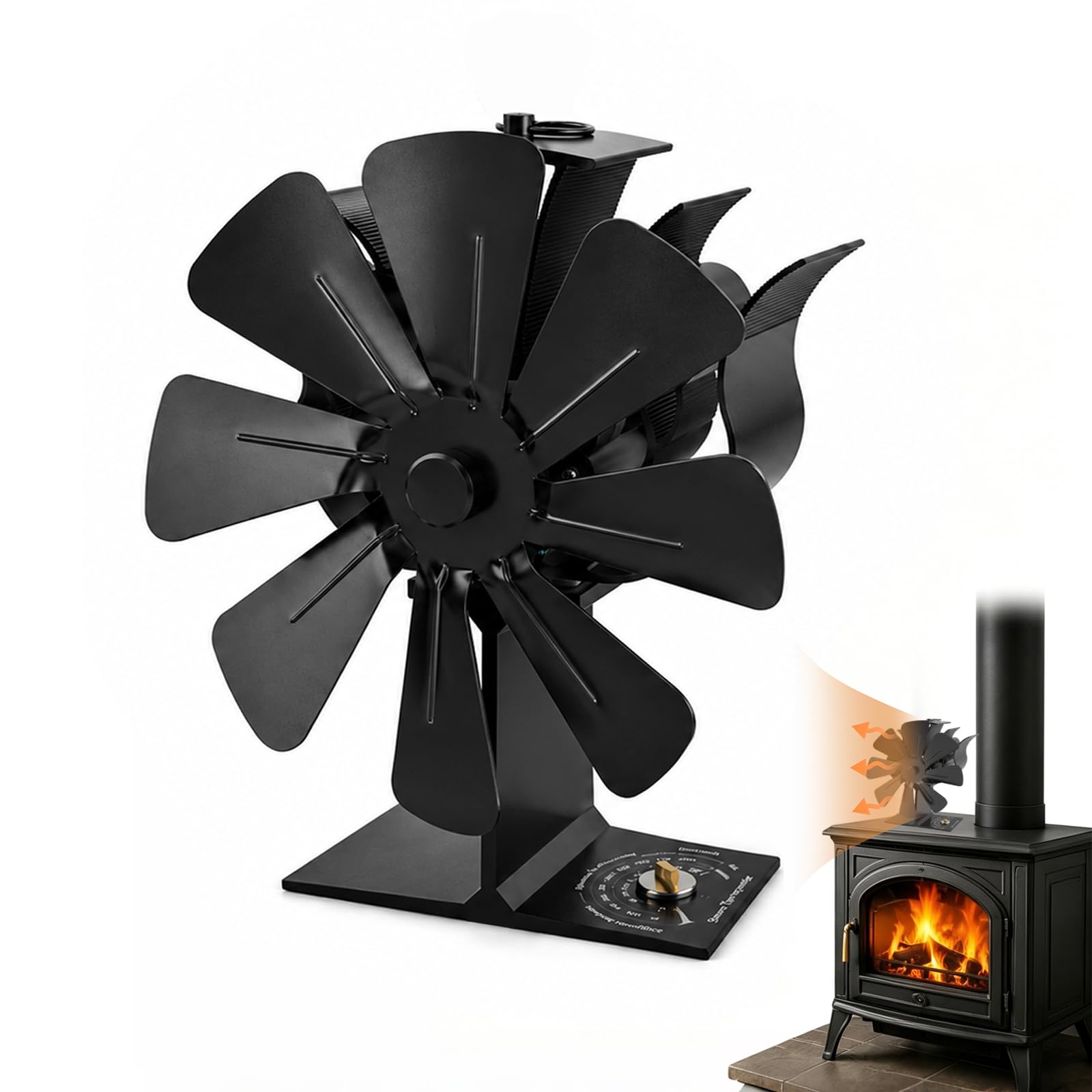Ofenventilator, Kamin Ventilator, Kaminventilator ohne Strom