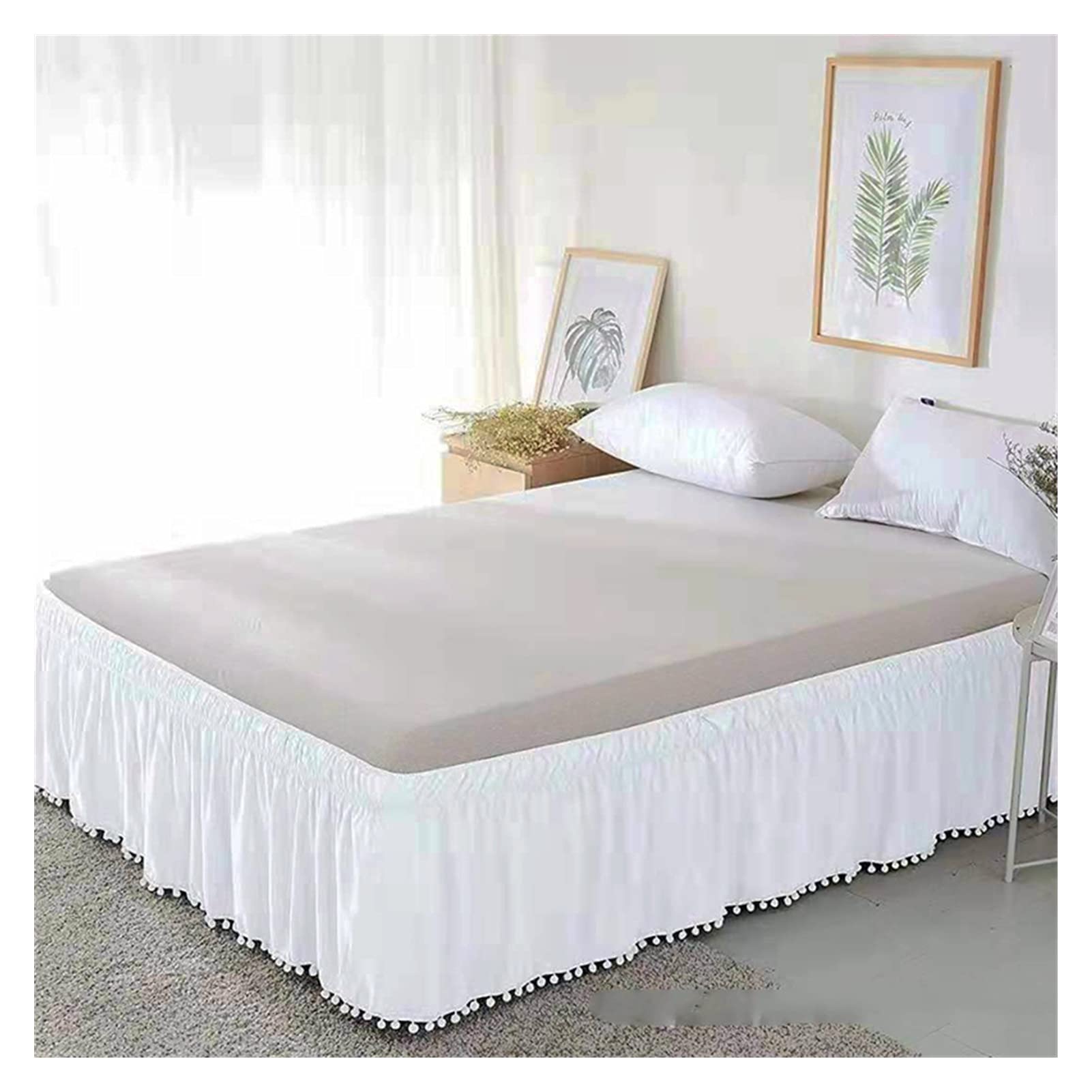 1 STÜCK Bettrock festfarbige Wrap um elastische Bett-Shirts ohne Bett Oberfläche Bett Röcke Zweibett/Queen/Queen/King Home Hotel Gebrauch Bettrock (Color : Jade, Size : 180x220x40cm)