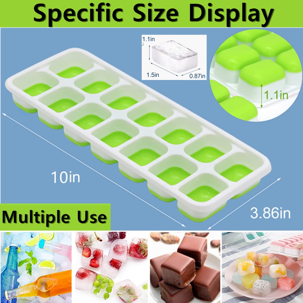 Ice Cube Tray With Lid, EDEFISY 4 Pack Reusable Silicone 14-Ice Cube Molds, Removable Lid, for Chilled Drinks, Whiskey and Cocktails — Amazon image 6