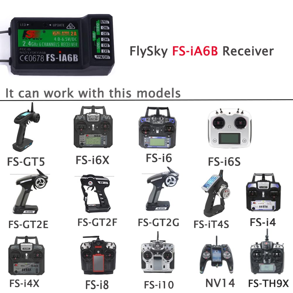 Acouto Flysky FS‑IA6B IA6B 2,4 GHz 6CH RC Receptor PPM para FS‑I6X FS‑I6S I8, Aficionados, Automático de Salto de Frecuencia