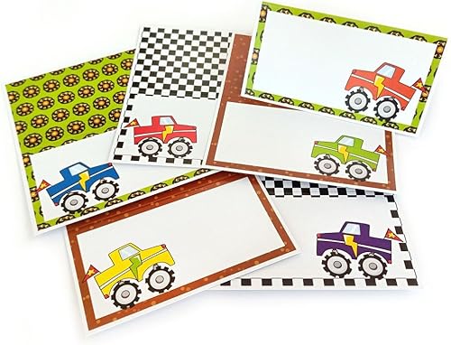 Miniatura 2 de Monster Truck Place - Tarjetas de tienda de campaña para niños, letrero de comida para fiesta de cumpleaños, juego de 12