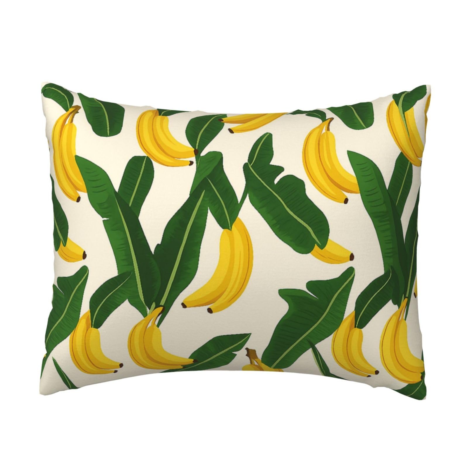 Banana and Green Leaf Pillowcase Soft Plush with Zipper Decorative Pillowcovers 16x20 in