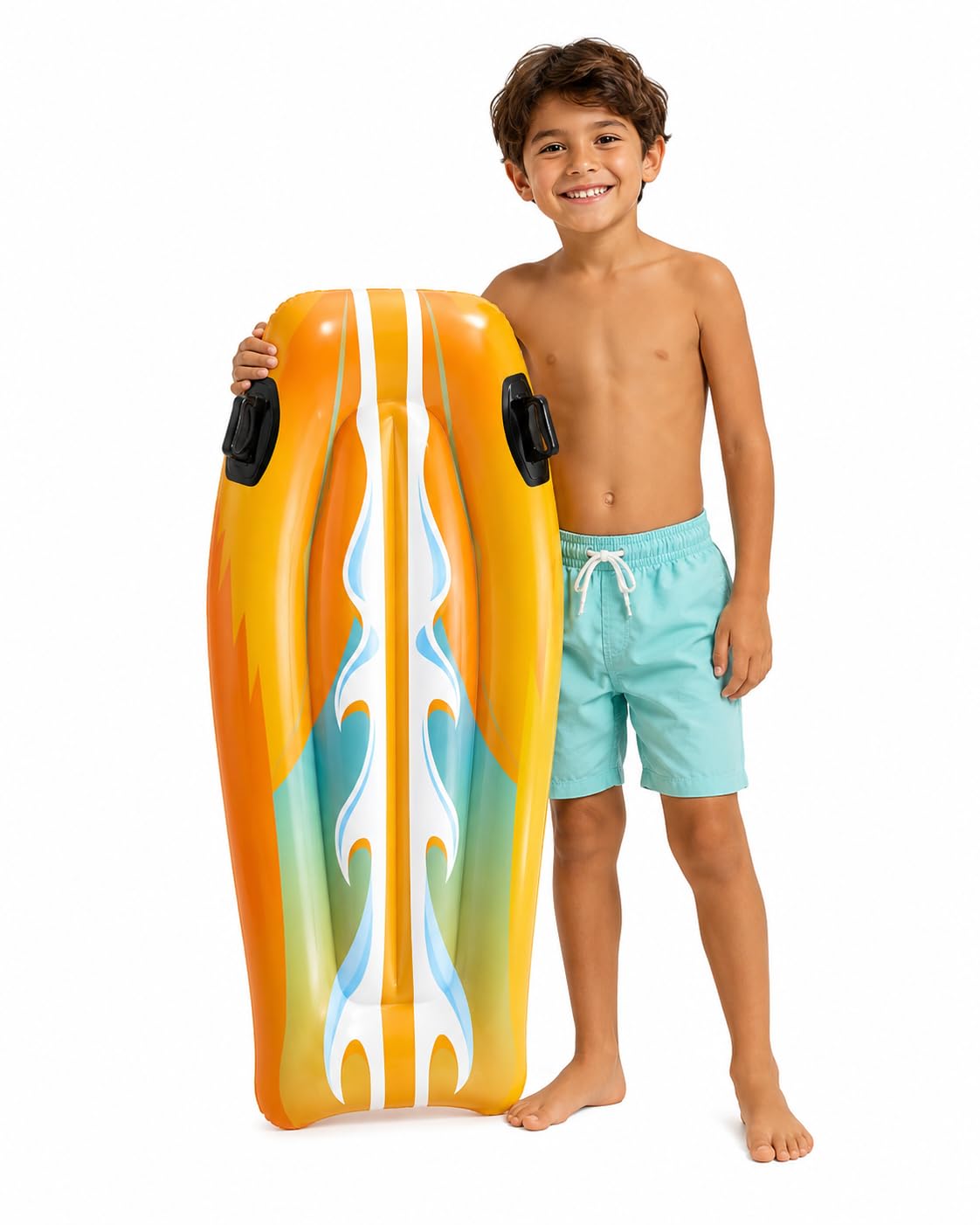 KidsZeeNie® Inflatable Surf Board Style Pool Float for Adults & Kids 6+ | Floating Lounger with Headrest & Grab Handles | Blow Up Water Rider Air Bed for Beach, Lake & Water Games | Pack of 1 1