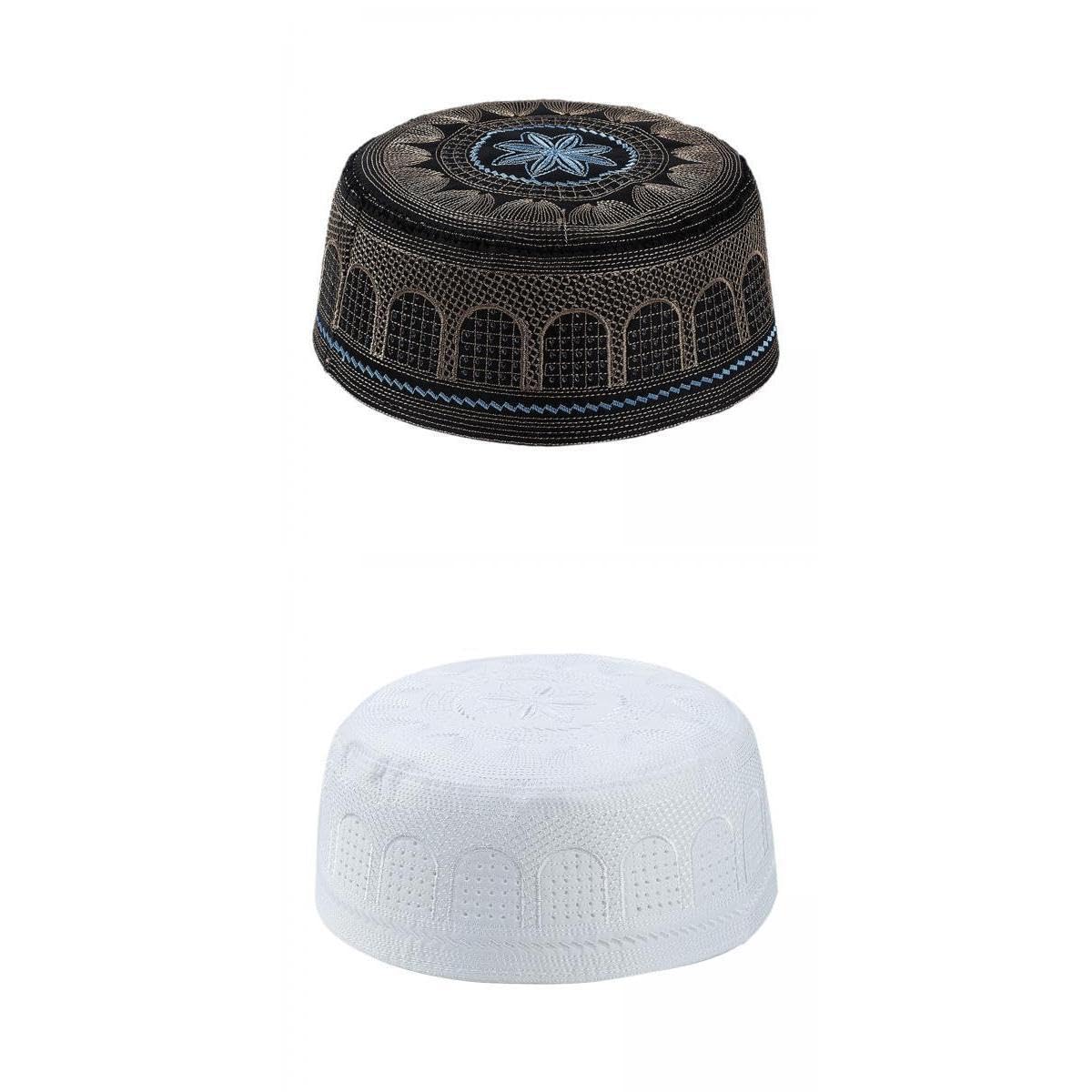 Enakshi® Muslim Mens Prayer Kufi Caps Hat Beanie Embroidered Islamic Topi Black&White|Clothing, Shoes & Accessories | Mens Accessories | Hats-image-48