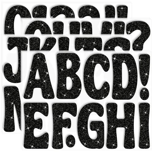 Image of Bulletin Board Letters 129 PCS Glitter Letter Stickers Large 4 Inch, Black