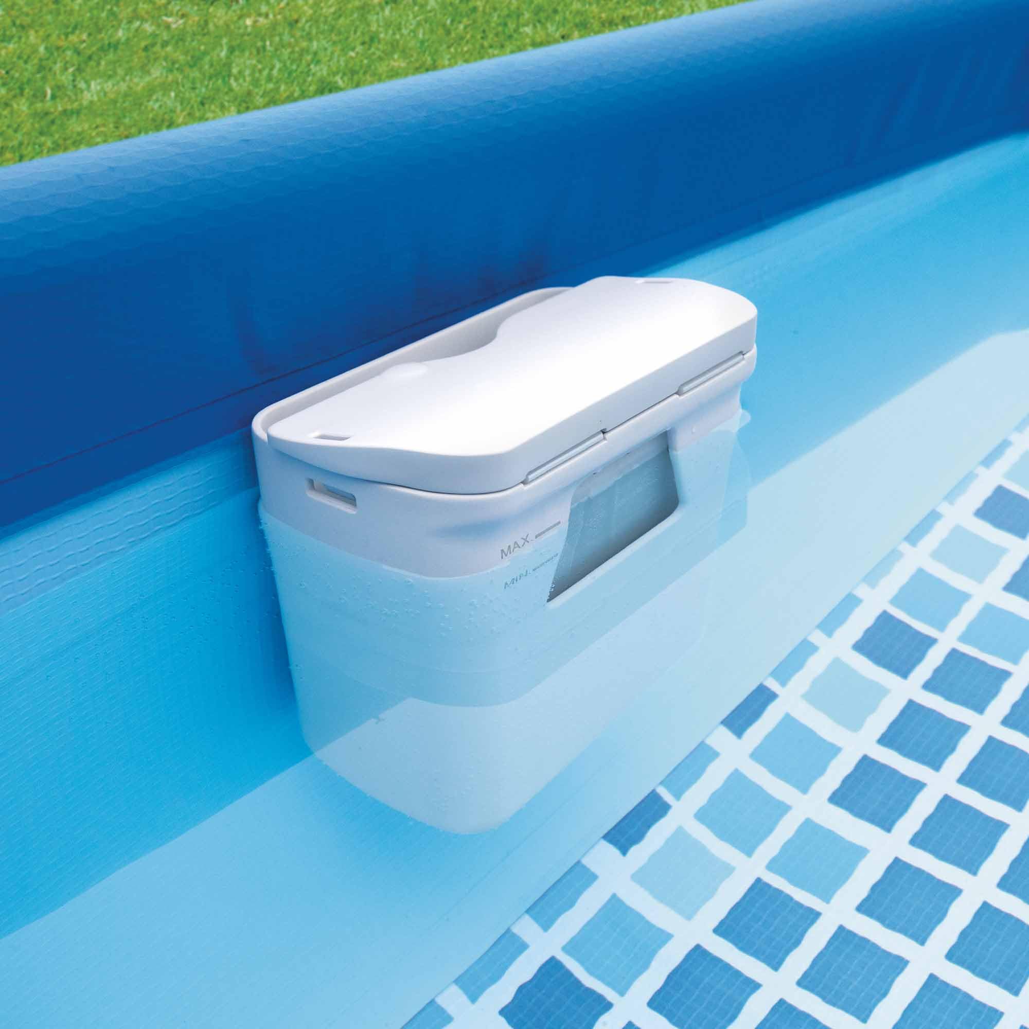 Intex Piscina Desmontable Rectangular para Mascotas, 229x152x46 cm, Depuradora incluida, Filtro Tipo H, Skimmer, Cobertor, Materiales Resistentes, Piscina Perros, Piscinas Desmontables (55286)