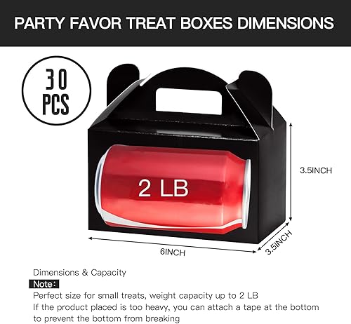 Miniatura 2 de MOORAY Paquete de 30 cajas de golosinas, cajas de dulces, cajas de regalo de fiesta con asas, cajas de regalo de papel para niños, fiesta de