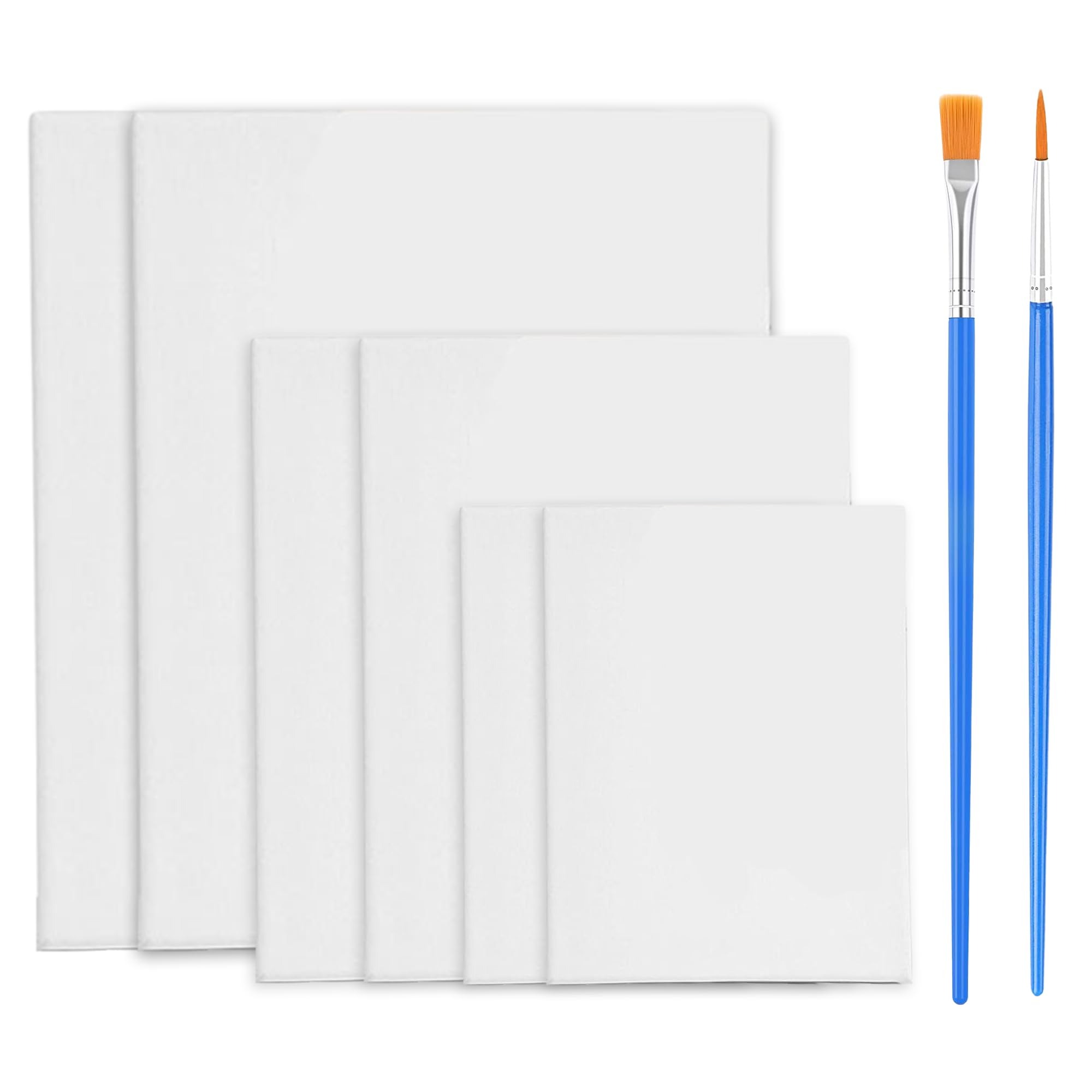 MCENTT 6 PCS Canvas Boards for Painting, Canvas Panel Boards, Creative Blank Painting Panels, Drawing Board, Canvas Painting, painting set for kids, 6 Canvas with 2 Brushes.