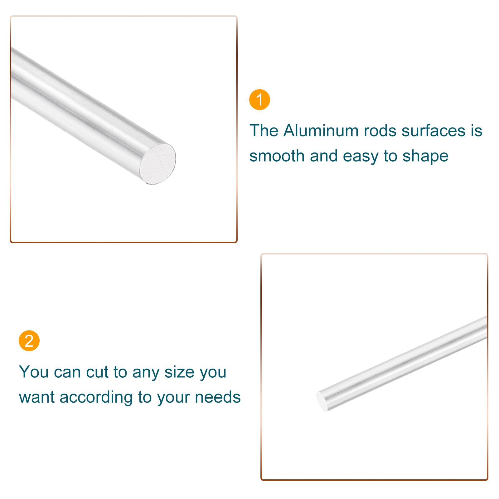 QUARKZMAN Barre Ronde En Aluminium Plein 6mm De Diamètre 300mm De Longueur Barre Pour Tournage Pour Bricolage Lot De 2