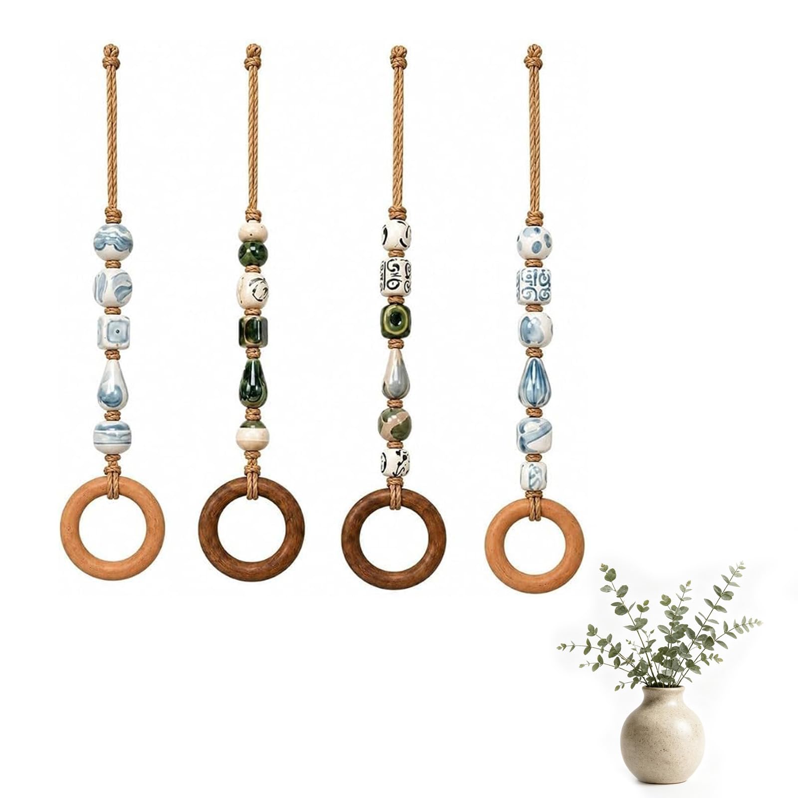 Toallero Decorativo con Cuentas y aro de Madera. (Todos)