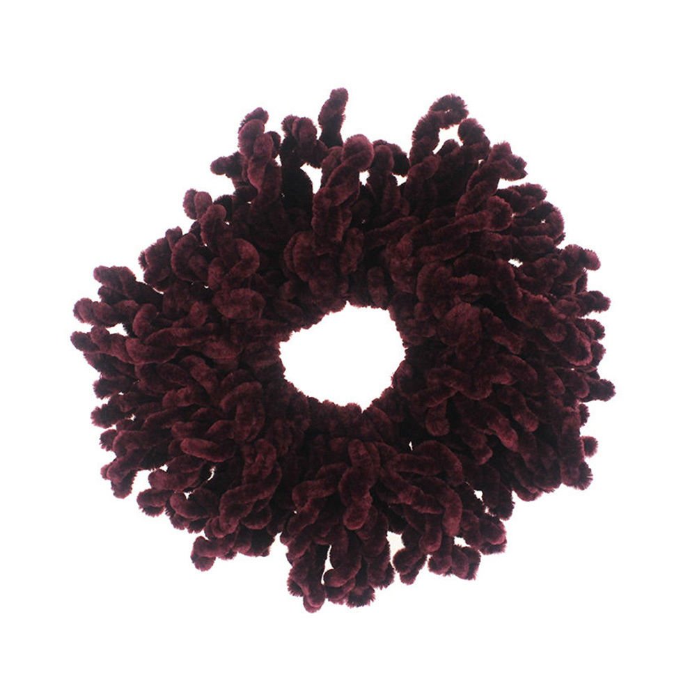 Unisex Maroon Volumising Scrunchie Velvet Big Hair Tie Bun Clip Hijab Scarf Volumizer Khaleeji (Maroon)