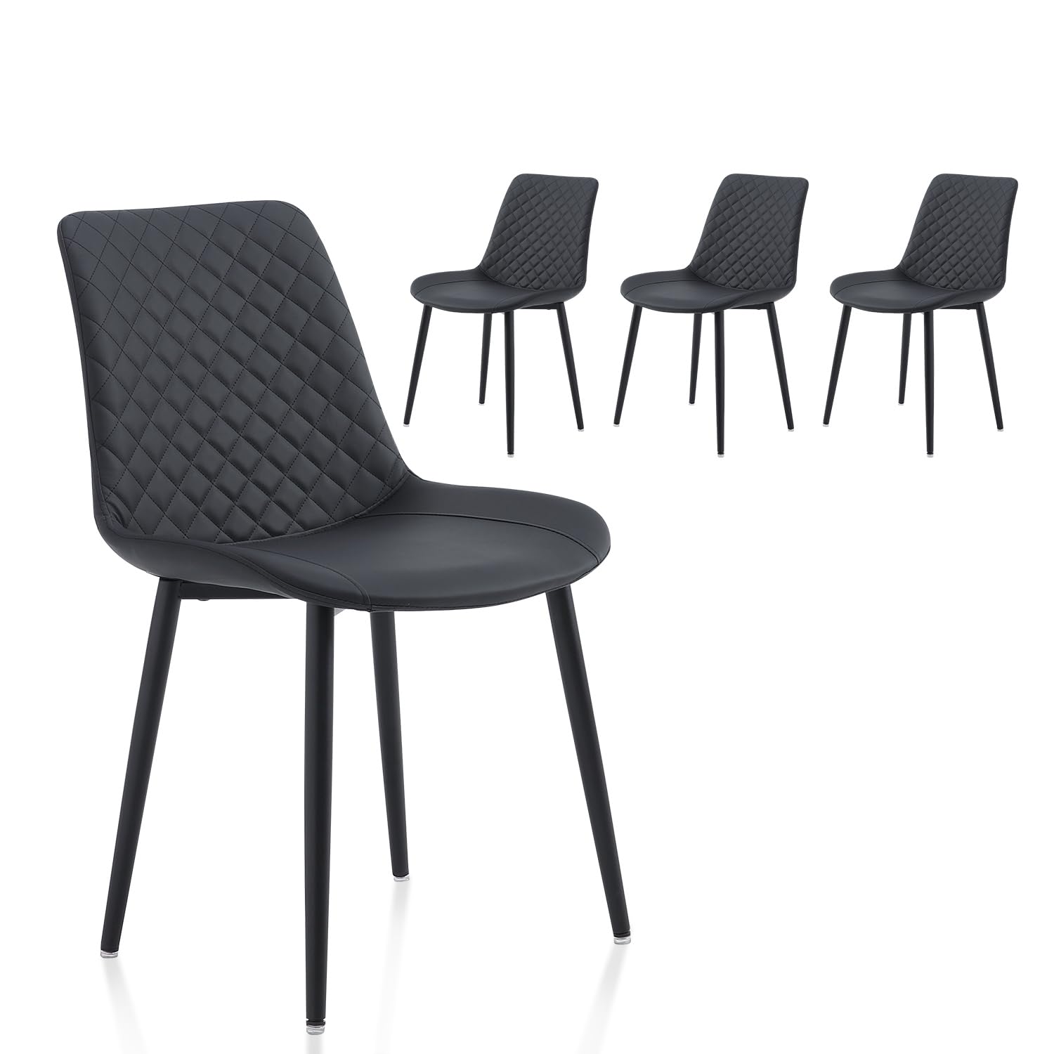 MSOBAIW Dining Chairs Set of 4, Mid Century Modern Black