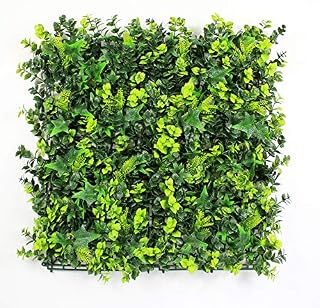 ULAND 12Pcs Pack Artificial Hedges Panels, Faux Square Green Leaves Topiary Mixed Ferns Shrub Grass Privacy Greenery Fence Wall Panels Cover Backdrop, Home Garden Outdoor Wall Decoration