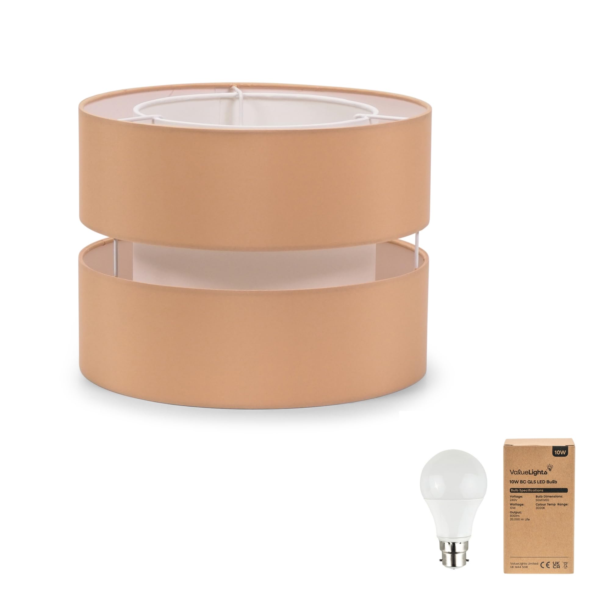 Valuelights Sand | Large 2 Tier Pendant Drum Lampshade | Lamp Shades, Home Décor & Improvement Essential | 35Cm Shade Width