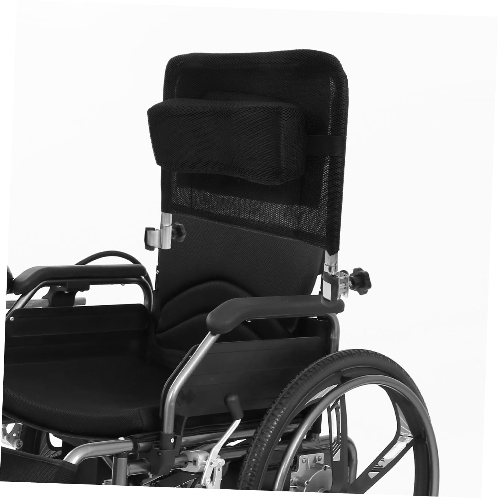 Respaldo Elevable para Silla de Ruedas de Malla, Acero al Carbono | Accesorio Negro, Repuesto Manual para Tipo Respaldo Alto, Acabado de Malla y Confección Delicada