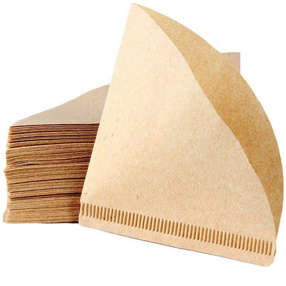 Showay100 Pcs V60 Coffee Paper Filter Unbleached Disposable Portable Cone Coffee Filter for 2 To 4 Persons