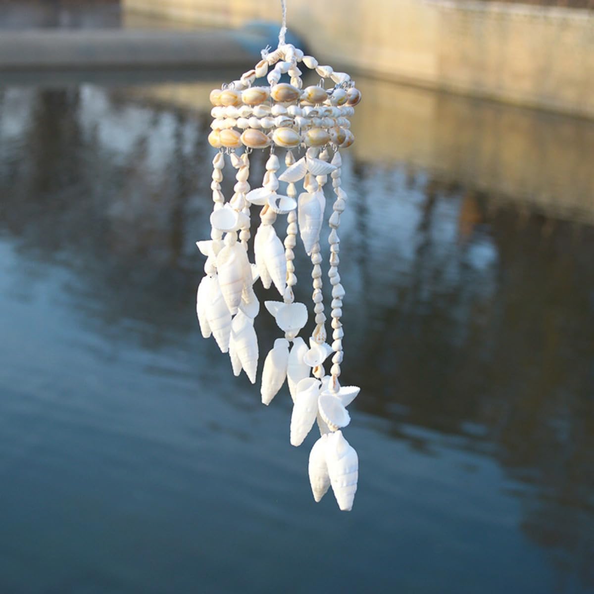 Conch Sea Shell Wind Chime, Shell Wind Chimes, Hanging Ornament Wall Decoration for Indoor/Outdoor Decor Home, Balcony, Garden (Style 1)