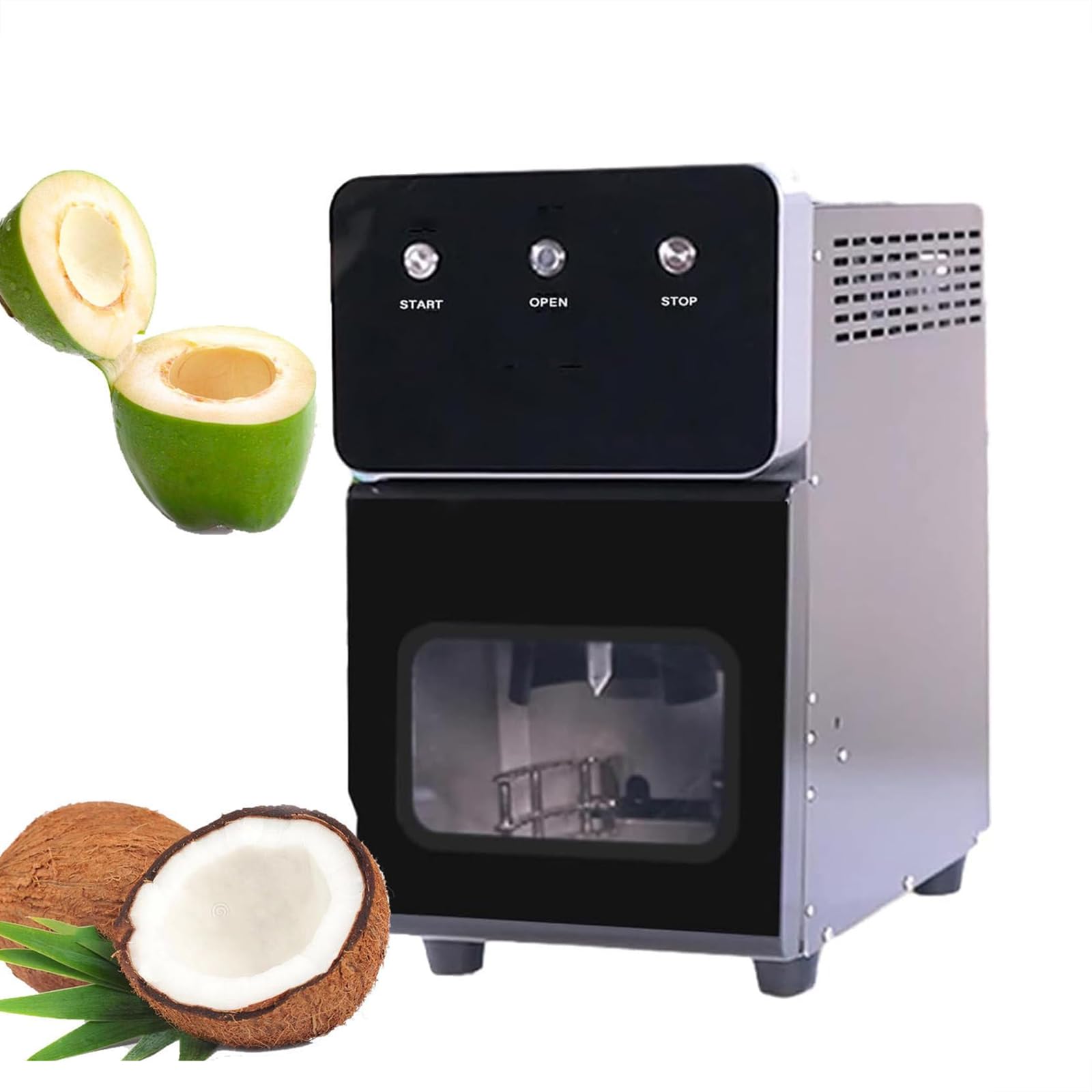 Macchina Per L'apertura Del Cocco Verde, Apriscatole Automatico Per Il Cocco Con Finestra Di Osservazione Trasparente, Taglio Rapido 20 Secondi E Protezione Multisfaccettata, Per Negozi Di Frutta