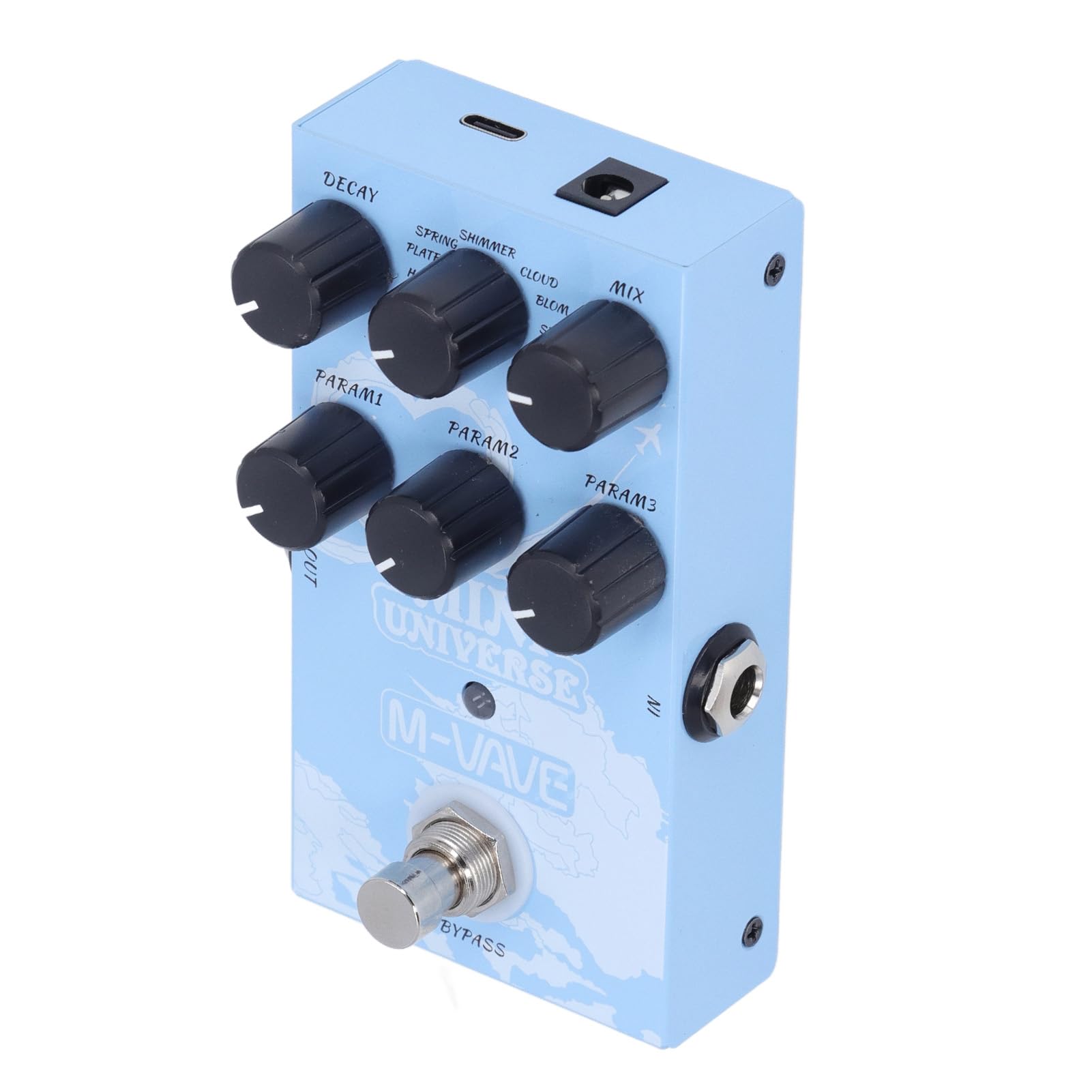Naroote Pedal de Efecto de Reverberación de Modelado Digital con 9 Tipos de Reverberación para Creación e Interpretación de Música, Adecuado para Entusiastas de la Guitarra Metal 4.41x2.68x1.57in