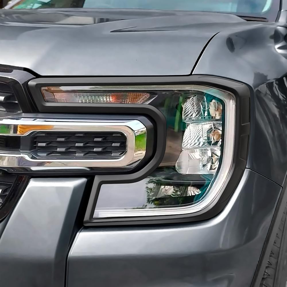Scheinwerferblenden für Ford Ranger T9 2023-2026 Wildtrak Raptor Limited Zubehör, ABS Schwarze Scheinwerfer Abdeckung Blenden, Frontlicht Rahmen Scheinwerfercover
