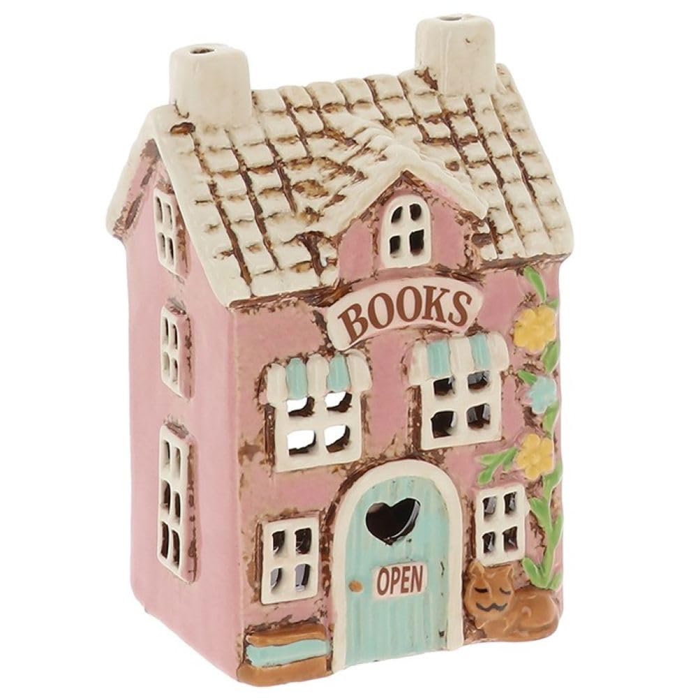 Village Pottery Small Pink Book Shop Ceramic Tealight Holder